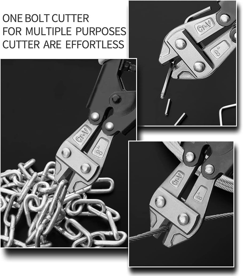 Bolt Cutter, Meccion Heay Duty 8" CR-V Mini Bolt and Wire Cutter, Cable, Chain, Spring Snips Clippers with Comfortable Soft Rubber Grip