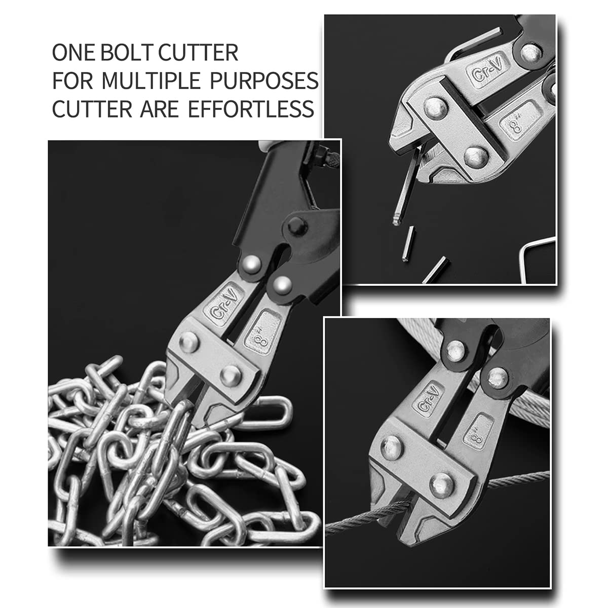 Bolt Cutter, Meccion Heay Duty 8" CR-V Mini Bolt and Wire Cutter, Cable, Chain, Spring Snips Clippers with Comfortable Soft Rubber Grip