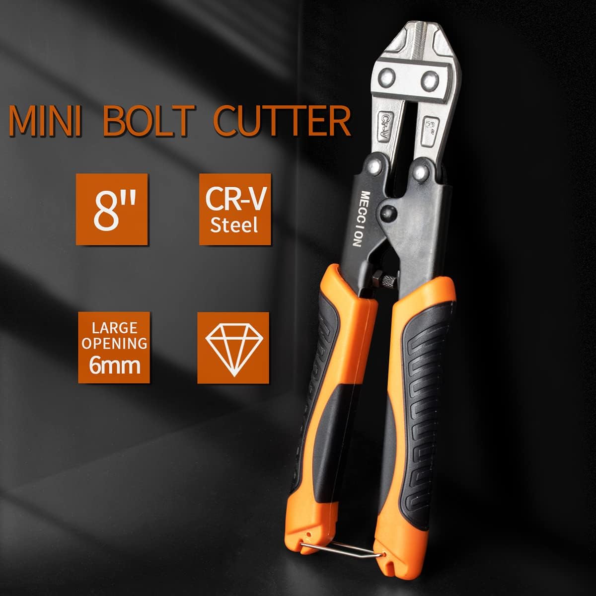 Bolt Cutter, Meccion Heay Duty 8" CR-V Mini Bolt and Wire Cutter, Cable, Chain, Spring Snips Clippers with Comfortable Soft Rubber Grip