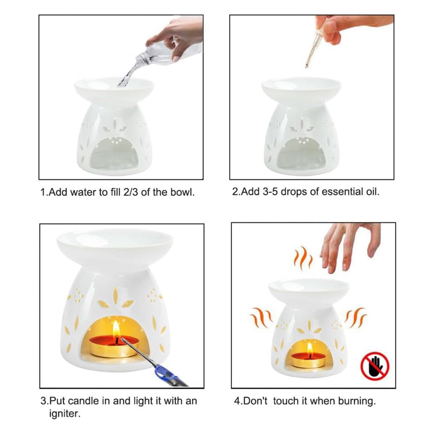 GENTI Ceramic Tea Light Holder, Essential Oil Burner, Wax Warmer, Wax Melt Burner, Tealight Holder for Home Décor