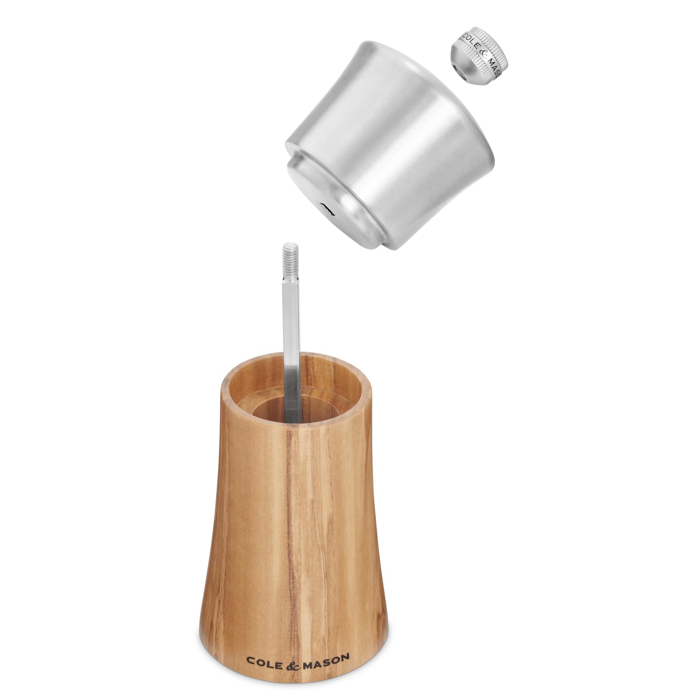 Cole & Mason Bromley Salt Mill, 6" - Salt Grinder with Ultra-Sharp Grinding Mechanism - Flavor-Enhancing Salt Shaker - Refillable Mill with Adjustable Grinding - Olive Wood, Salt Mill
