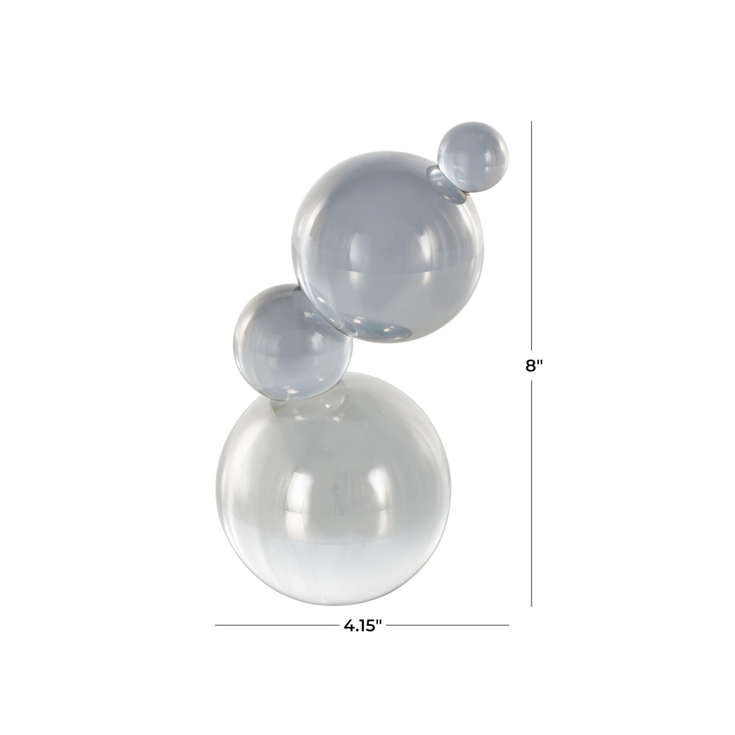 Deco 79 Glass Abstract Decorative Sculpture Stacked Orbs Home Decor Statue, Accent Figurine 4" x 4" x 8", Clear