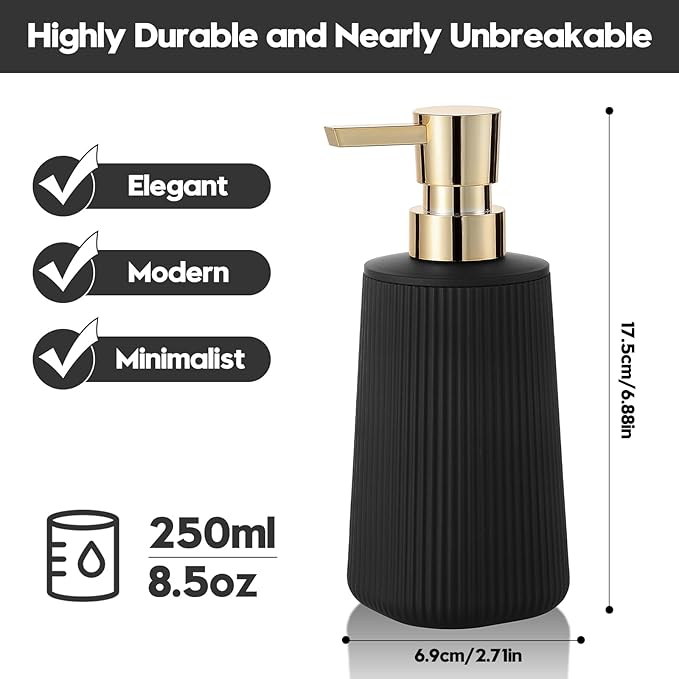 Small Soap Dispenser for Bathroom and Kitchen, Modern Farmhouse Striped Style