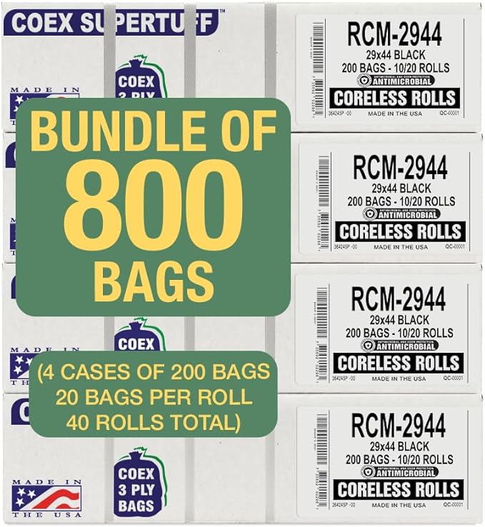 Aluf Plastics 26 Gallon For Slim Jim 1.25 MIL Black Heavy Duty Trash Bags