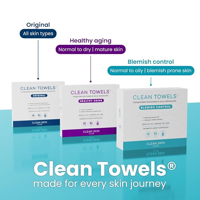 Clean Skin Club Clean Towels XL®, Travel Pack 100% USDA Biobased Disposable