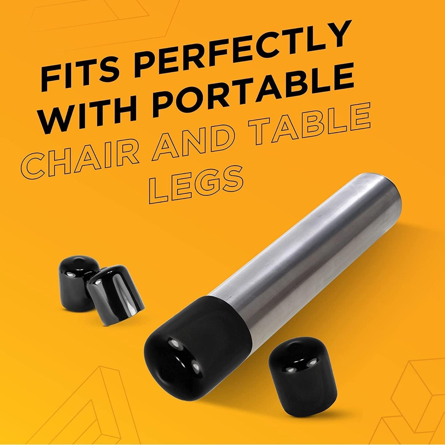 Prescott Plastics 1" (25.4mm) Outer Diameter Flexible Plastic Hole Caps, Round Black Metal Tubing End Caps, Strong Furniture Leg Inserts, Impact & Weather Resistant, Made in The USA - 4 Pack