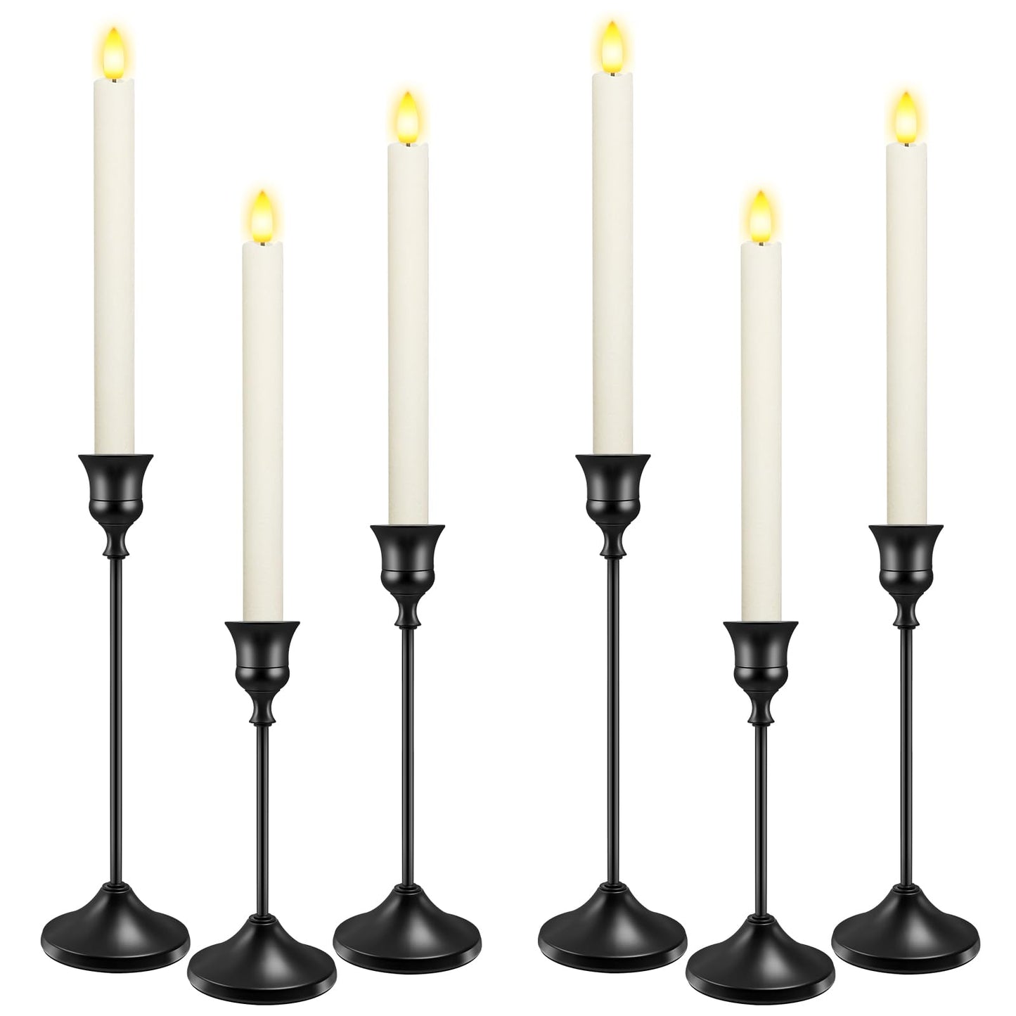 Candlestick Holders 6 PCS Metal Taper Candle Holders, KSWING Black Candle Stick Holders Set, Perfect for Table Centerpiece Mantel Party Wedding Christmas Home Decor, Set of 6