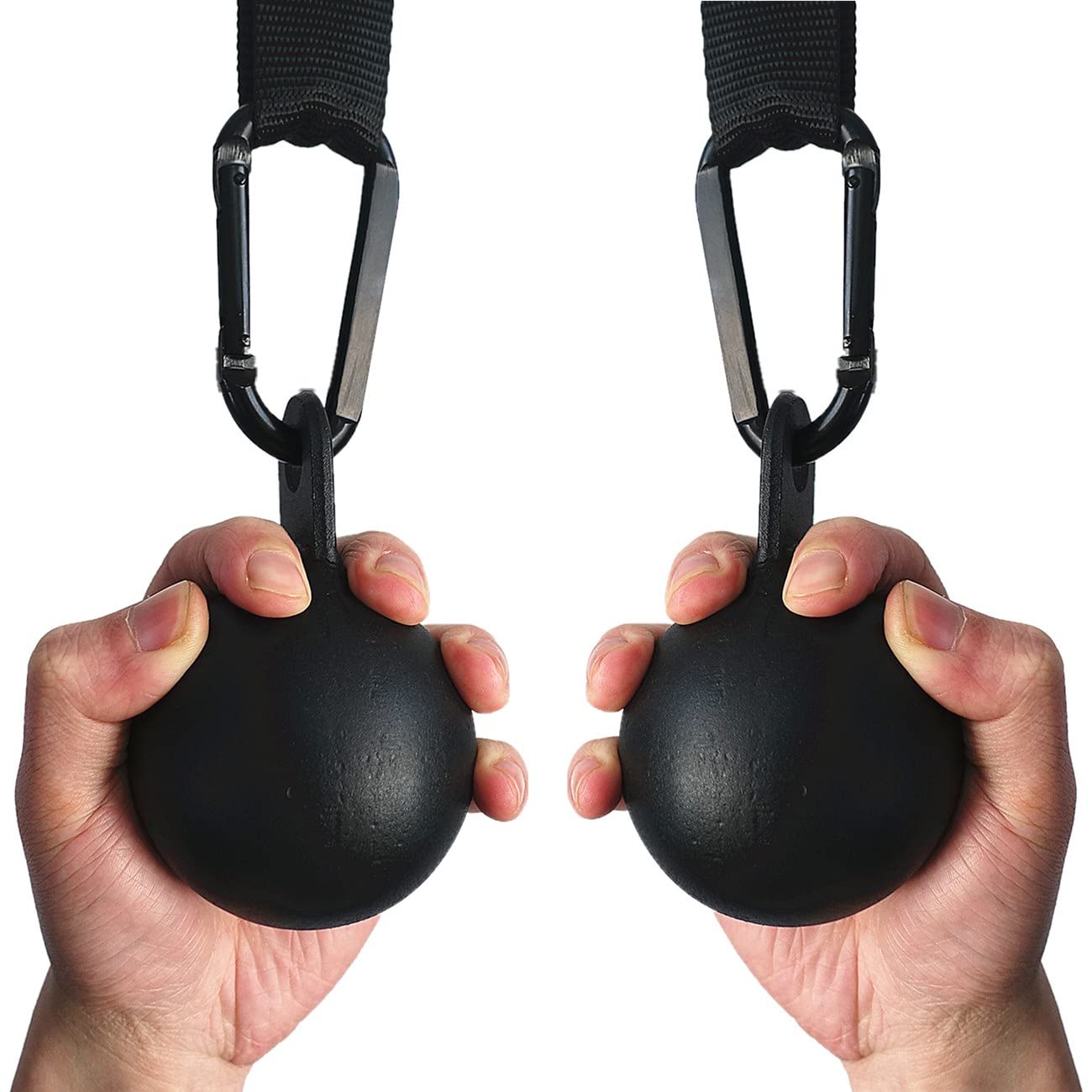 Lights Mountain Steel Cannonball Pull Up Grips Rock Climbing Holds Set Pull Up Ball Hold Grips with Hanging Strap Strong Carabiners Finger Strengthener, Forearm, Biceps, Back Muscles Training