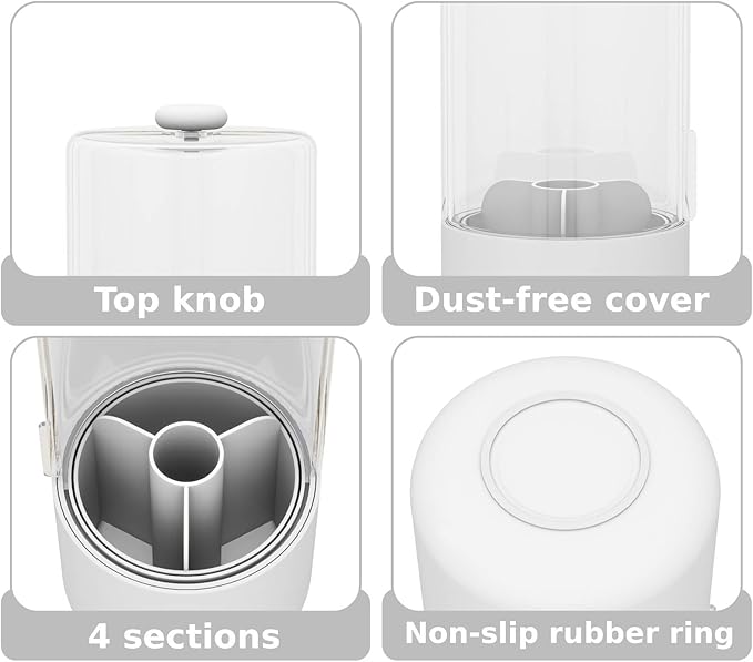 Toothbrush Holder with Cover 360 Rotating 4 Compartments Bathroom Toothpaste