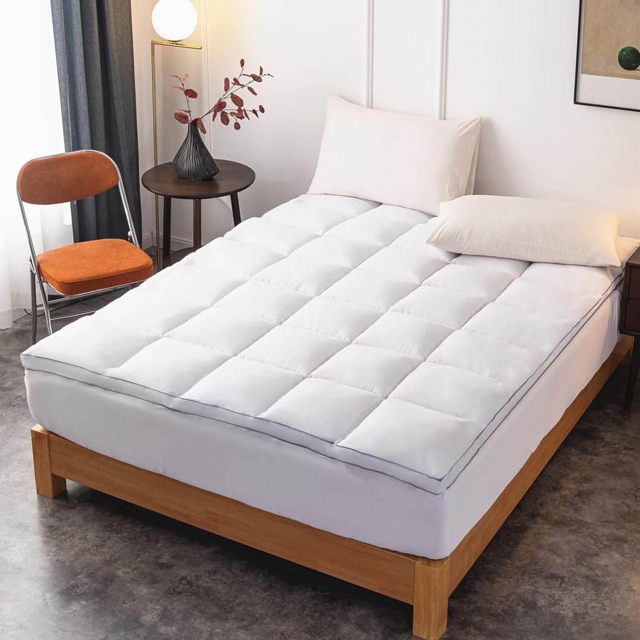 DROVAN Mattress Topper Full Size - Extra Thick Mattress Pad Cover - Pillow Top Deep Pocket with Breathable 7D Spiral Fiber Filling Cooling Mattress Cover