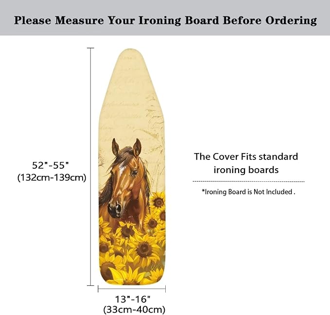 Sunflower Horse Ironing Board Cover Heat Reflective Anti-dust, Soft Fabric Cover