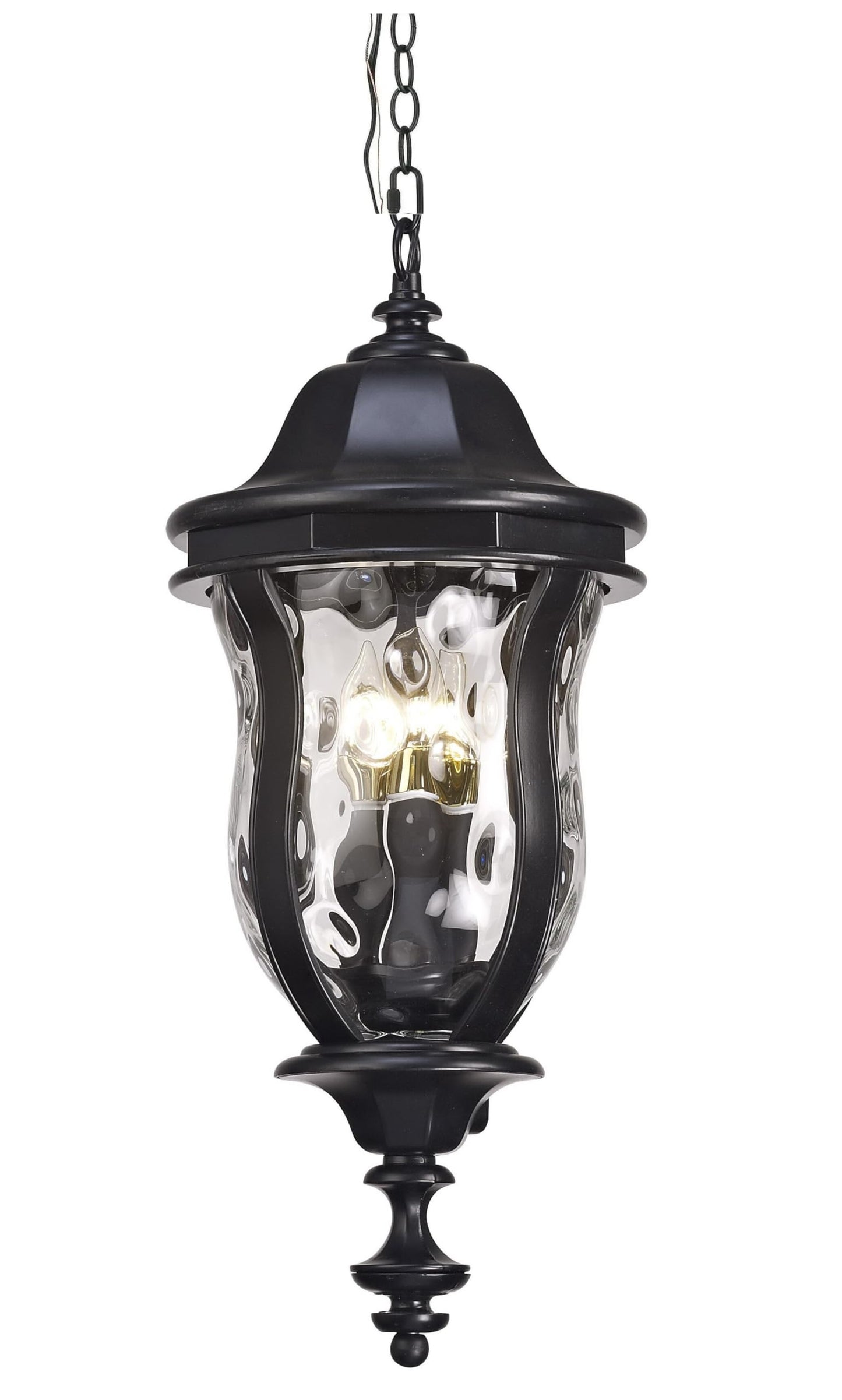 Smeike Large Outdoor Pendant Light Fixtures, 23.6'' Exterior Hanging Lantern Porch Light Adjustable, Black Hanging Lamp Farmhouse Exterior Chandelier Ceiling Mount for Entrance Patio