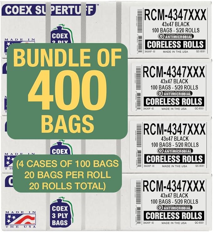 Aluf Plastics - 3 Ply Trash Bags, 56 Gallon, 2 Mil