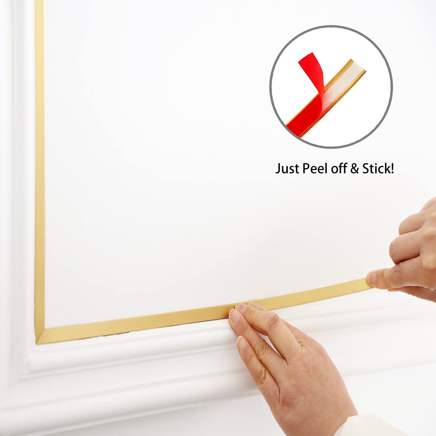 Gold Molding Trim Peel and Stick, Flexible Mirror Border Design, Wall Ceiling Floor Cabinet Tile Edge Moulding, 5m x 2cm