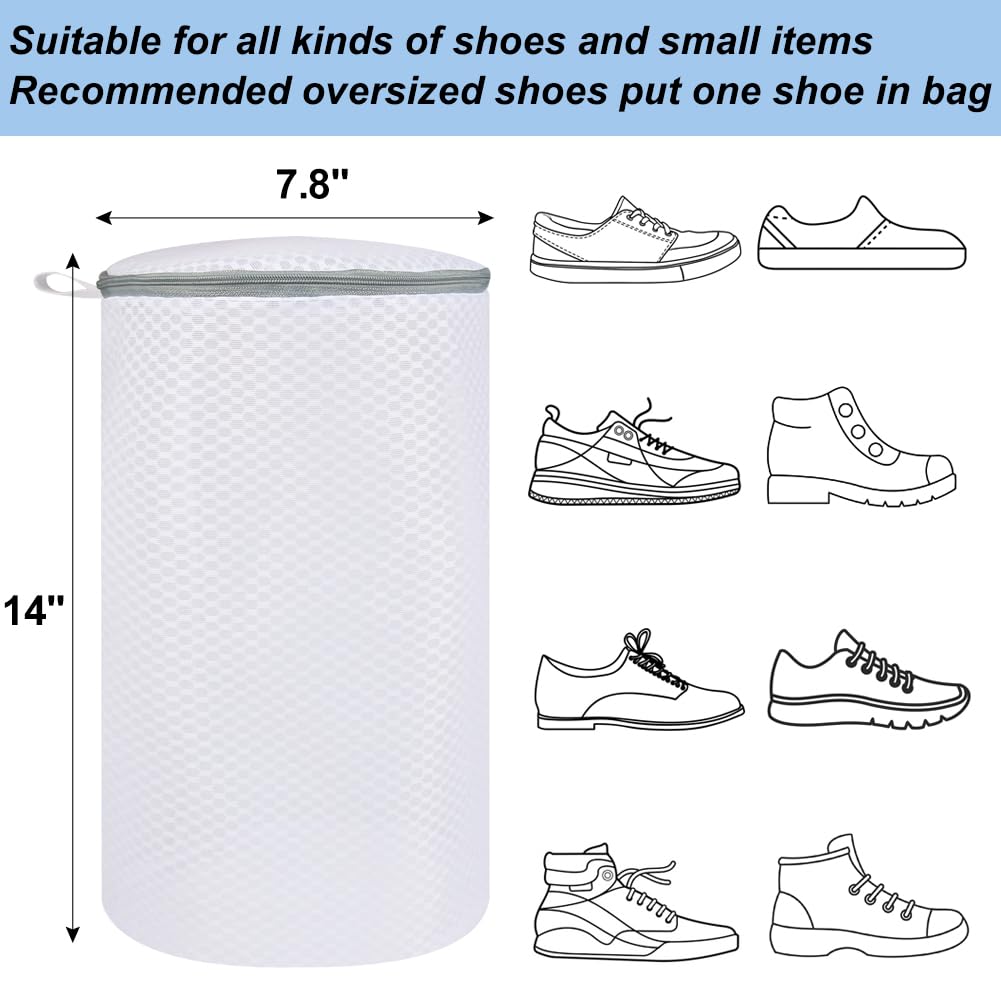 Vivifying Shoe Washing Machine Bag, 2 Pack Honeycomb Mesh Laundry Bag with Zipper for Sneakers, Running Shoes, Sock, Bras, Delicates and Toys
