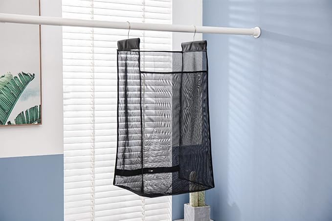 Jelier Hanging Breathable Mesh Laundry Hamper Basket, Portable Heavy Duty