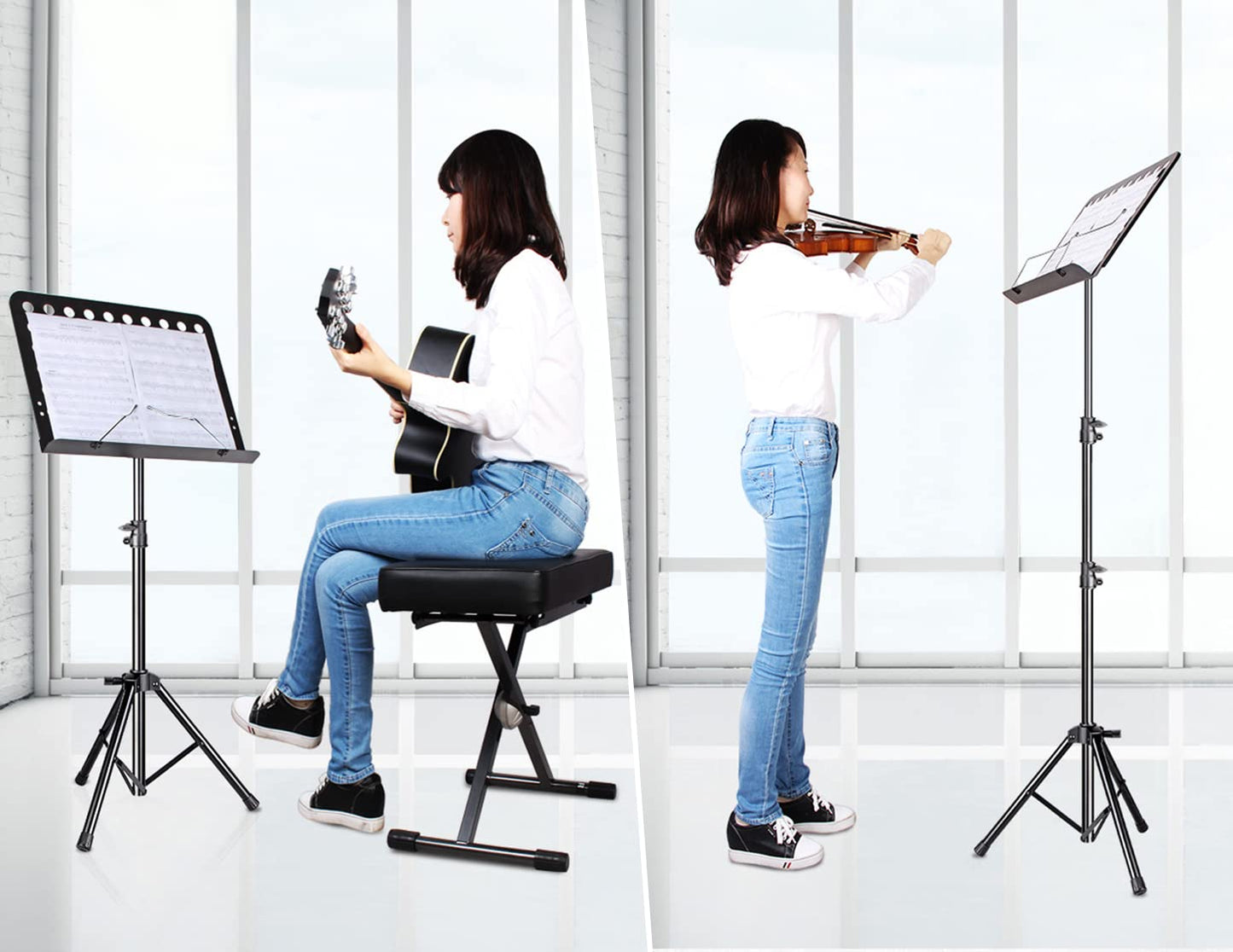 1/2/3 Pack Sheet Music Stand, Adjustable Music Stand with Carrying Bag, Professional Music Book Holder Music Sheet Clip Holder for Guitar, Ukulele, Violin Players(Standard Version, 1 Pack)