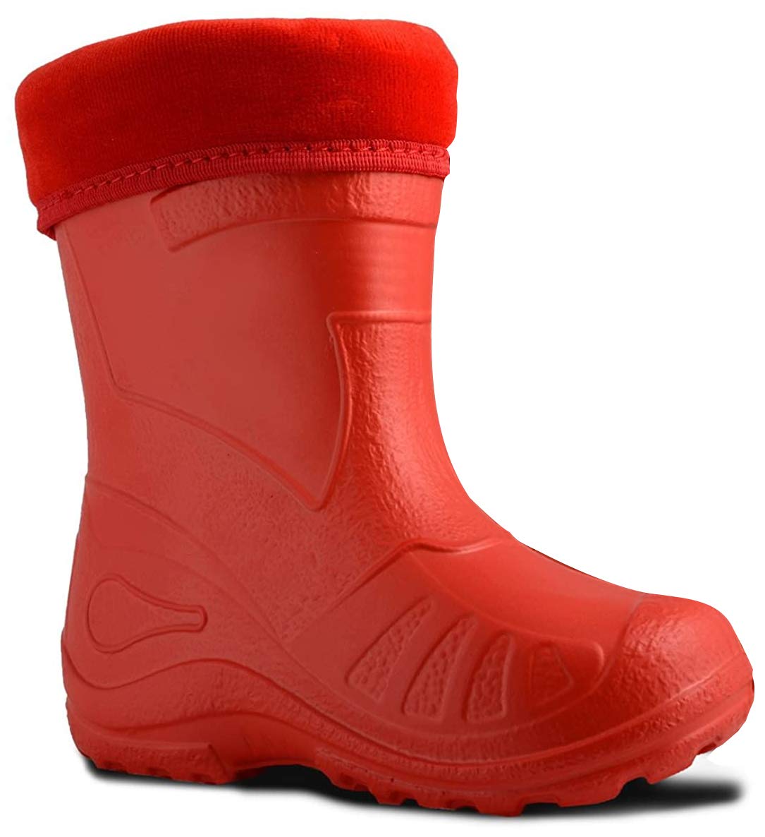 Ultra Light EVA Kids Girls Wellington Boots Rainy Snow Wellies Red Very Warm Liners (8 UK / 25 EU - 16 cm, Red)