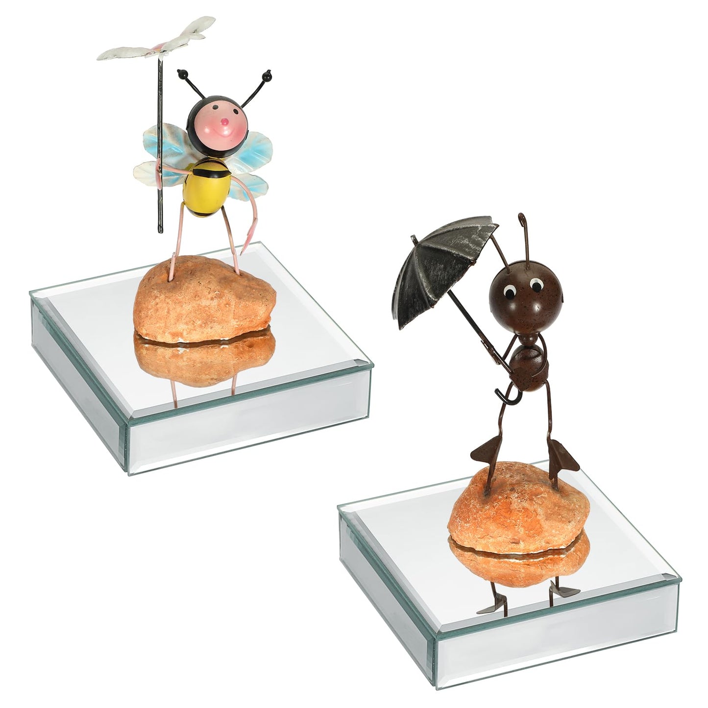 Hipiwe 2 Packs Mirrored Display Risers Stand Glass Mirrored Showpeice Figures Display Base Square Jewelry Display Stand Blocks for Trinkets Perfume Watches Collectibles Photography Props,4 inches