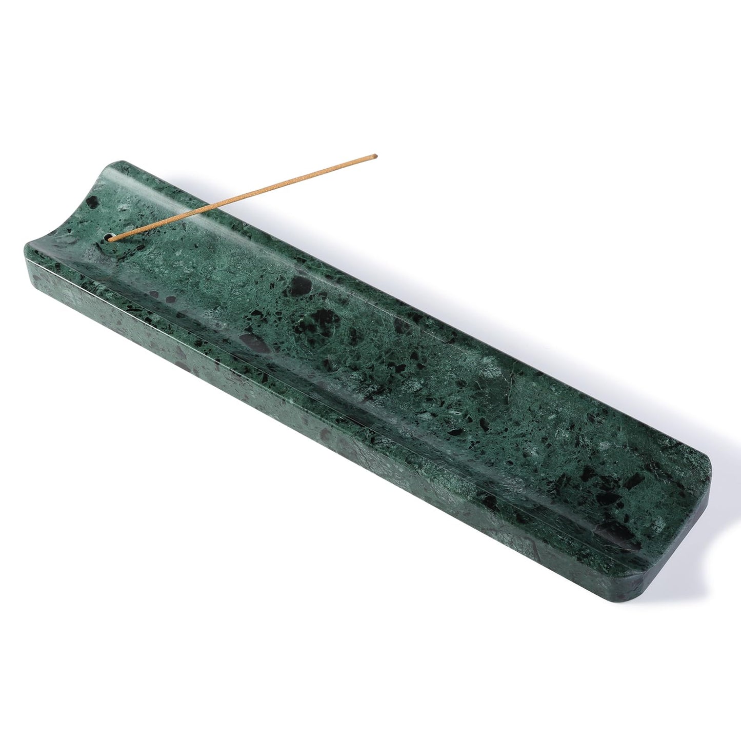 Koville Marble Incense Holder, Incense Holder for Sticks, Incense Sticks Holder Ash Catcher for Meditation Yoga SPA, Natural Stone Incense Burner, Home Table Decor (Green)