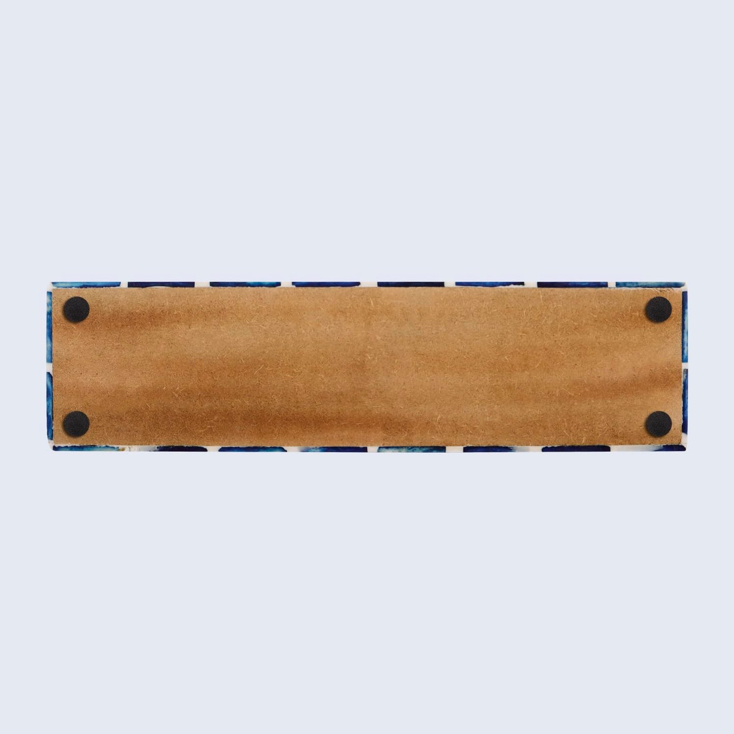 Handicrafts Home Decorative Storage Box with Lid, Moroccan Remote Control Holder Box, Slim Coffee Table Storage Organizer, Bone Inlay Resin Wooden Desk Shelf Storage Box, Blue, 10 x 2.5 x 1.5