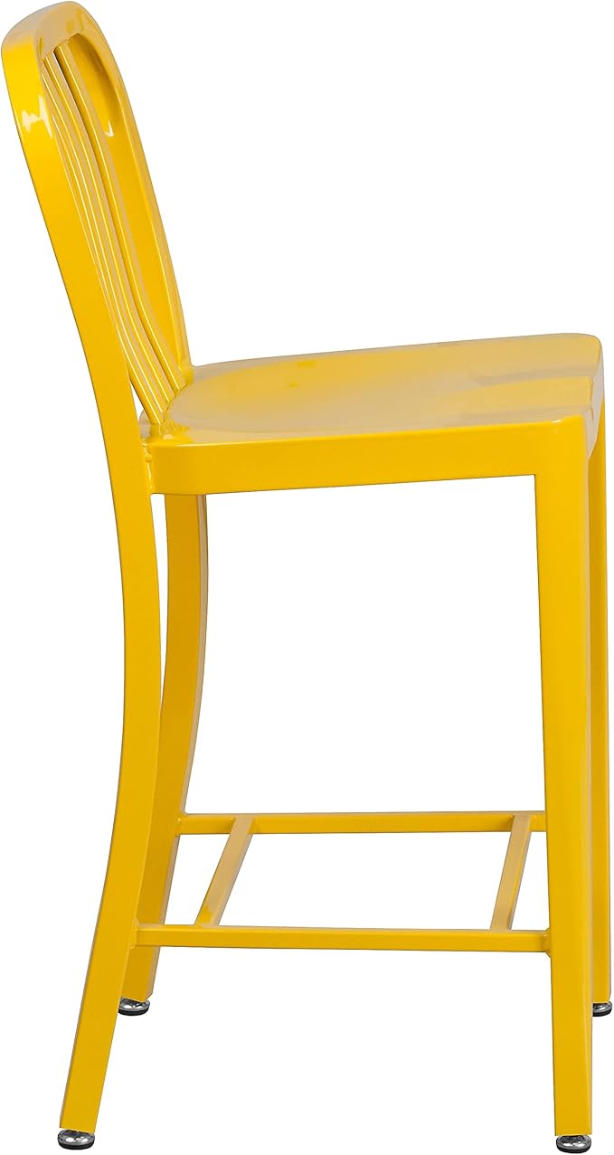 Flash Furniture Commercial Grade 24" High Yellow Metal Indoor-Outdoor Counter