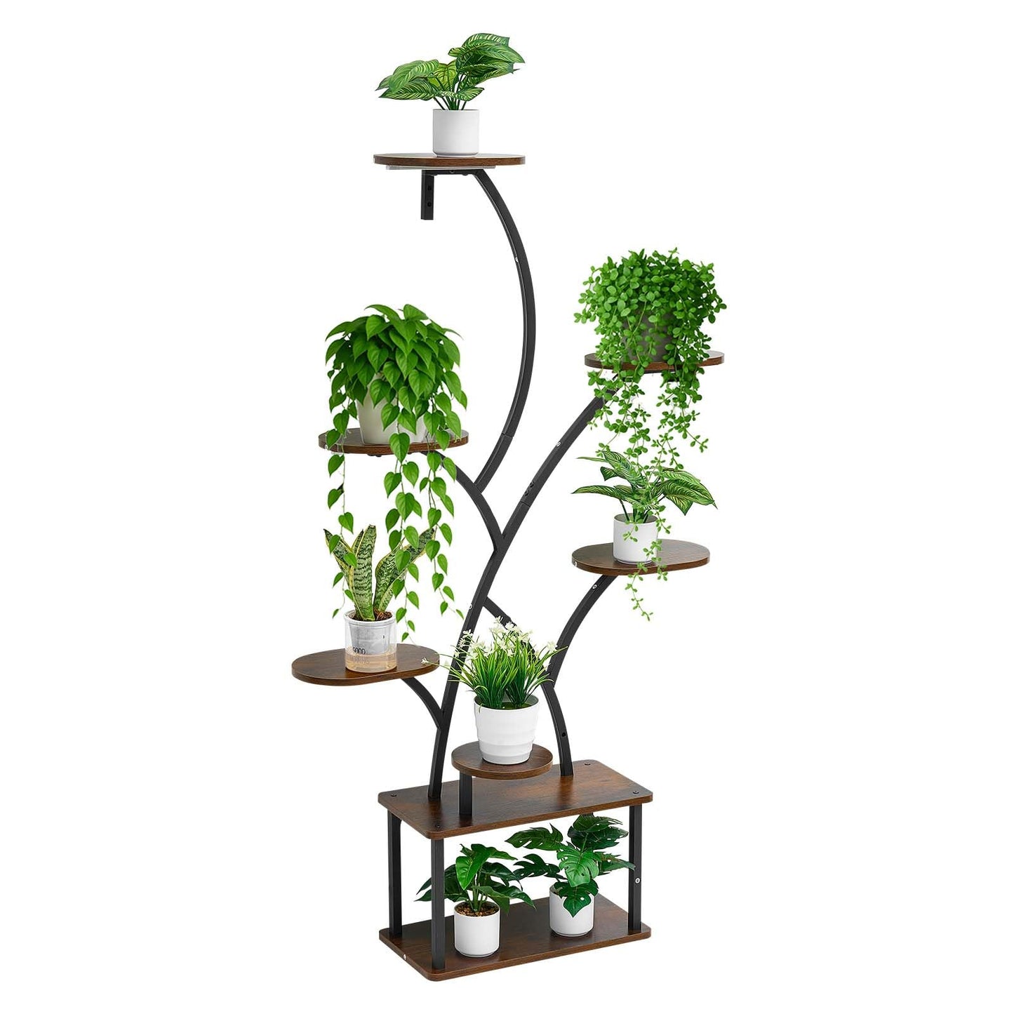 VEVOR Plant Stand Indoor with Grow Lights, 62 in Tall 8-Tier Lighted Plant Shelf, Metal Corner Plants Holder, 3 Timer & 10 Brightness, Tree-Shaped Flower Display Rack for Living Room Balcony Decor