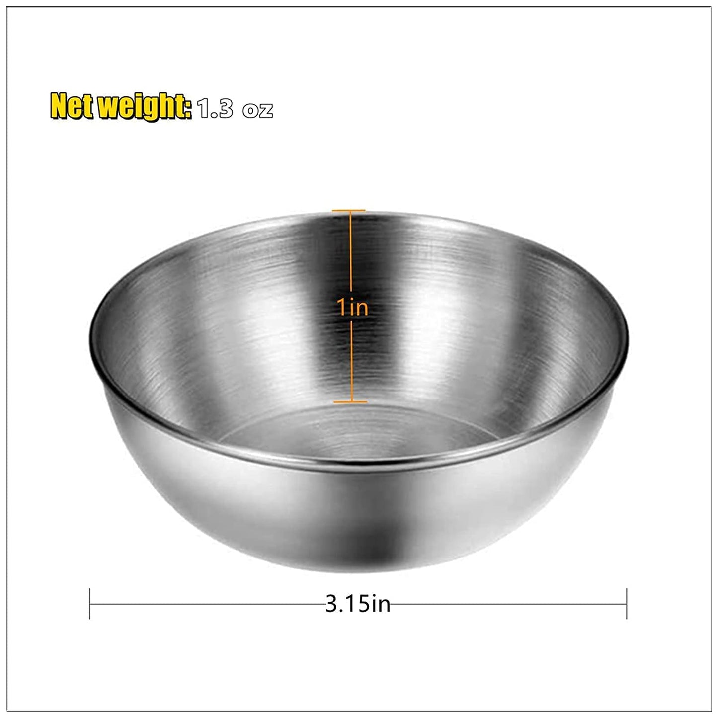 Lomoker Small Stainless Steel Bowls, 3.3 oz Mini Prep Bowl, Soy Sauce Dish, Dipping Sauce Cups, Reusable Metal Ramekins, Oven & Dishwasher Safe, Set of 6, Silver