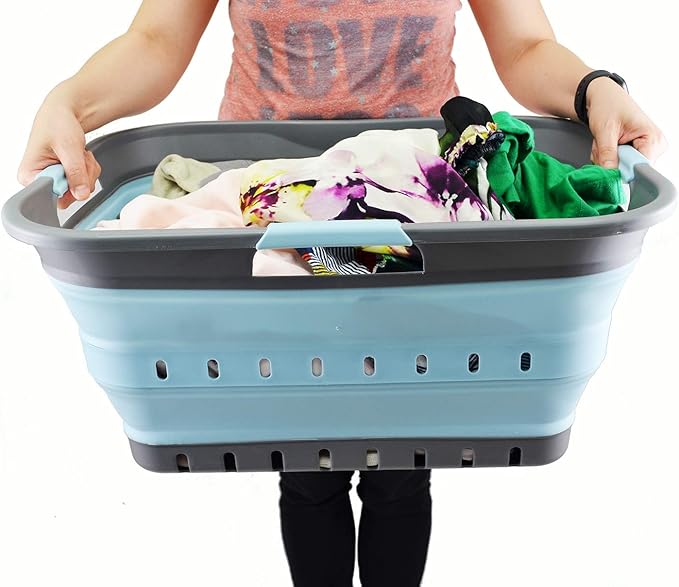 SAMMART 42L Collapsible Plastic Laundry Basket