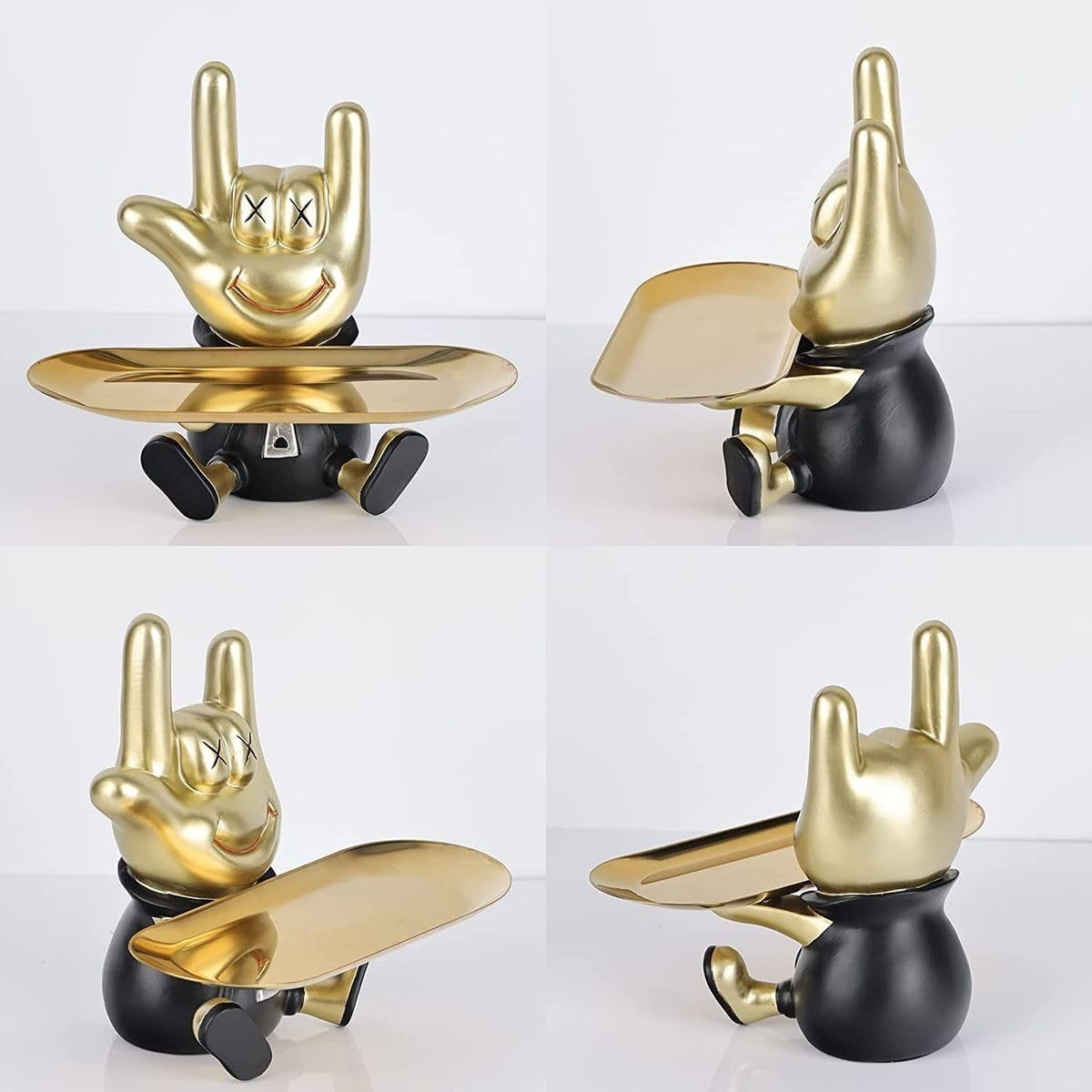 Zige Lily Resin Rock On Hand Gesture Tray Statue, Abstract Hand Sculpture for Home Decor, Office, Entryway on Table, Shelf, Cabinet and Desk