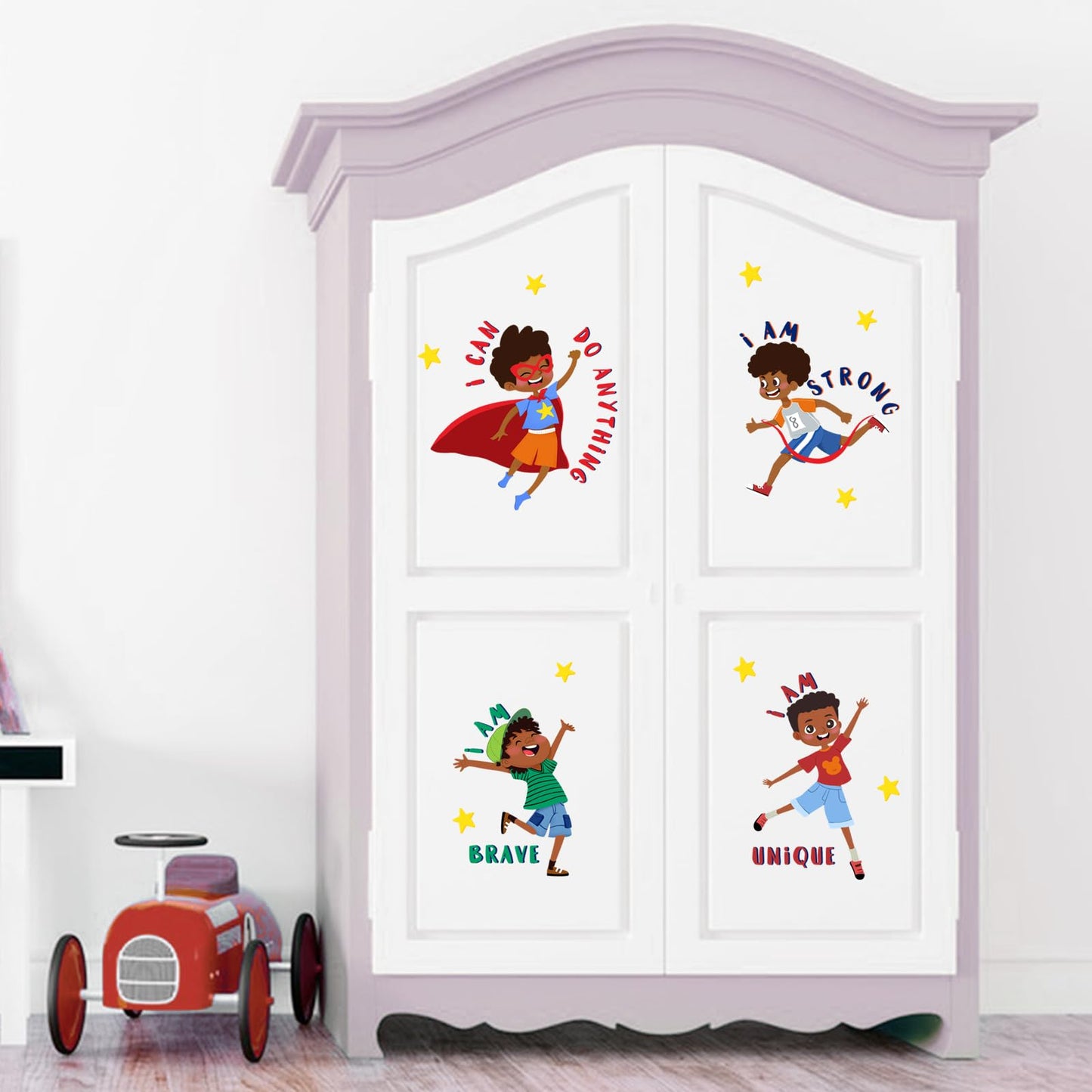 Yovkky Black Boy Inspirational Wall Decals Stickers, African American Positive Quote Toddler Baby Nursery Classroom Decor, Motivational Saying Stars Home Decorations Afro Kids Bedroom Playroom Art