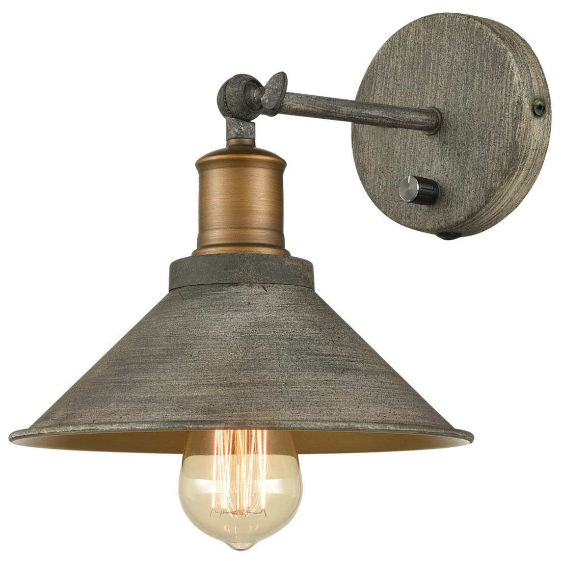 JEENKAE Vintage Farmhouse Wall Sconces Hardwired or Plug-in Bedroom Bath Wall Lamps Set of 2 with on/Off Switch