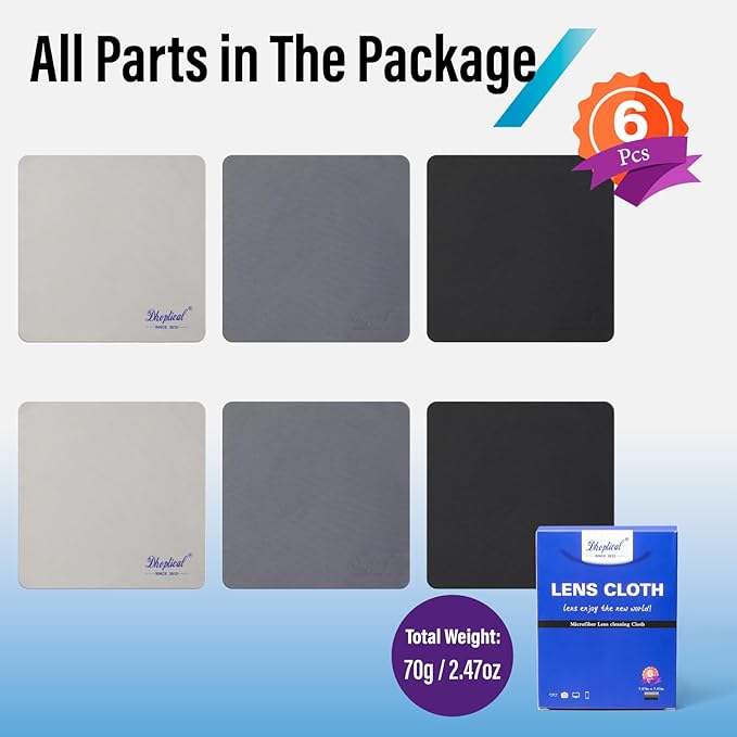 Microfiber Cleaning Cloths, 6 Pack 8x8 Inch Large Glasses Cloth, Cleaning Cloth