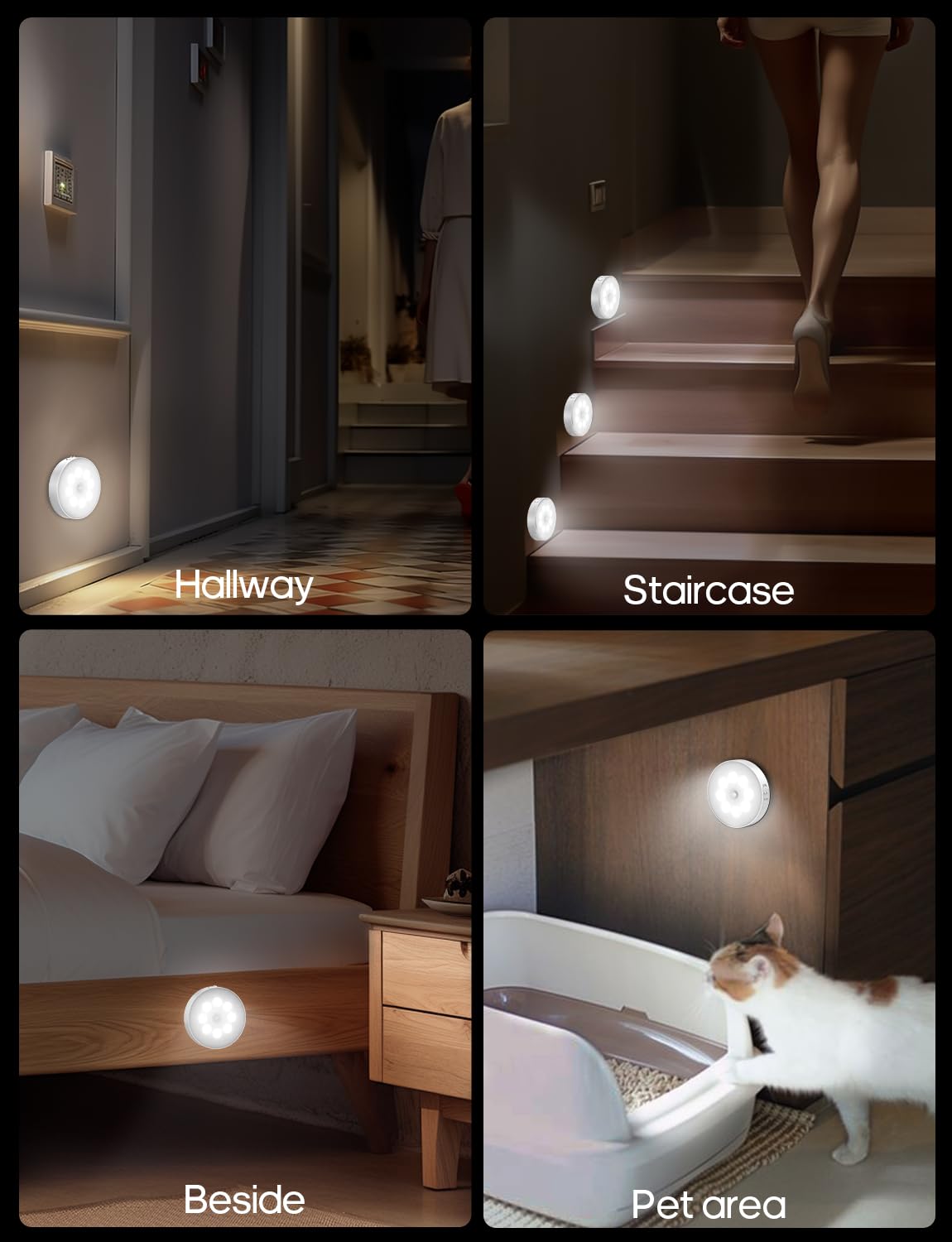 Goodea Led Under Cabinet Lighting, Motion Sensor Light Indoor, 1000mAh Puck Lights with IR Remote, Rechargeable Under Counter Lights for Kitchen,Cabinets,Closet,Stairs Indoor (6 Pack)