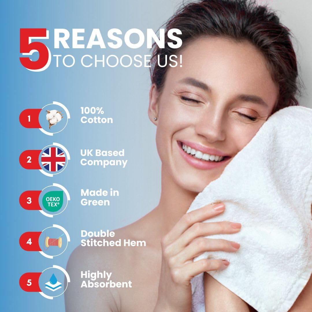 Infinitee Xclusives - 12 Pack Face Cloths |30x30 cm| 100% Cotton Wash Cloths - Ultra Soft & Highly Absorbent Fingertip Towels for Spa, Gym, Hotel & Bathroom |Brilliant White|