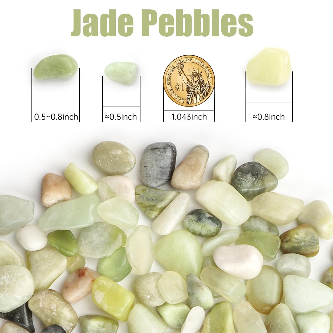 River Rocks 5 Lbs, 3/8 Inch Jade Pea Gravel, Rocks for Plants Indoor, Stones for Garden Landscaping, Vase Filler, Smooth Gravel Filler for Succulents, Cactus, Fish Tank and Vases