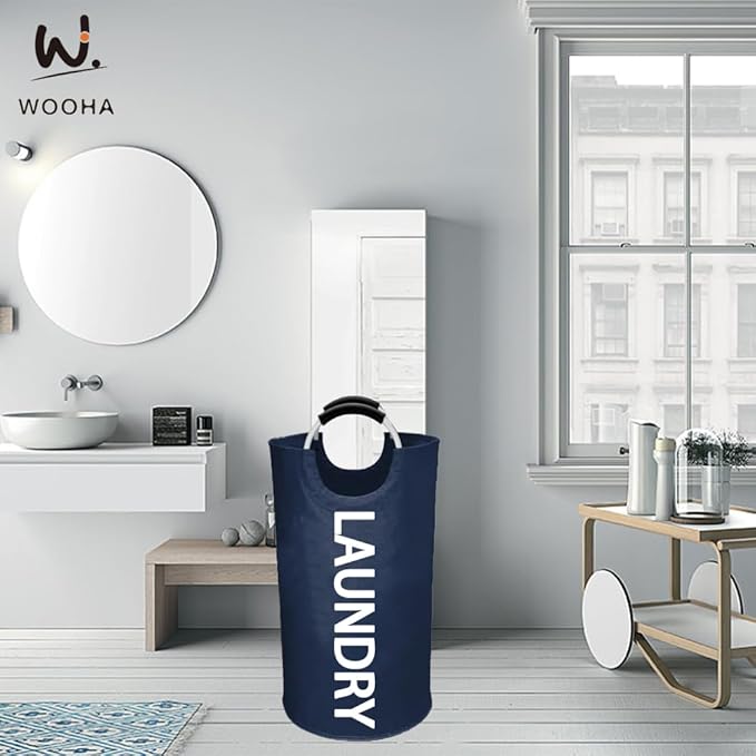 WOOHA 95L Large laundry basket, Collapsible laundry hamper, Tall Clothes