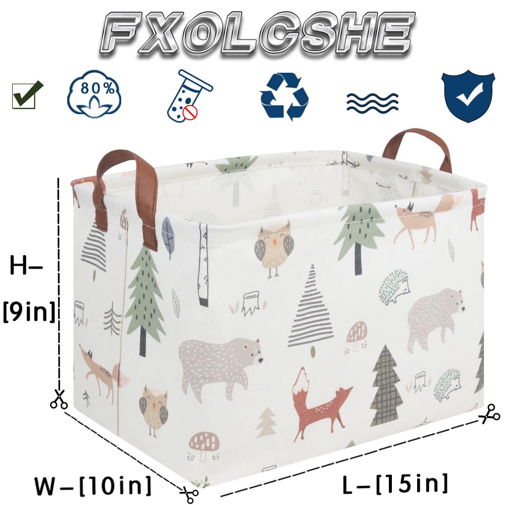 FXOLCSHE Rectangular Animals Basket,Waterproof Storage Bin for Bedroom,Nursery Hamper,Storage Bin for Boys Room Decor,Gift Basket,Animal Room Decor(Animals)