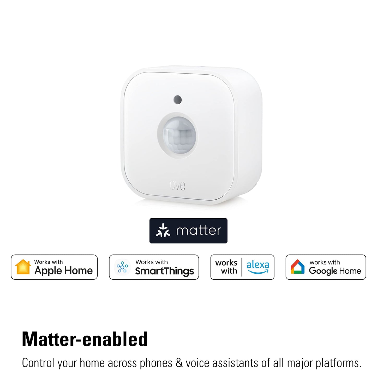 Eve Motion (Matter) – Smart indoor and outdoor motion sensor with light sensor, smart control of devices, Thread, works with Apple Home, Alexa, Google Home, SmartThings, requires Thread Border Router
