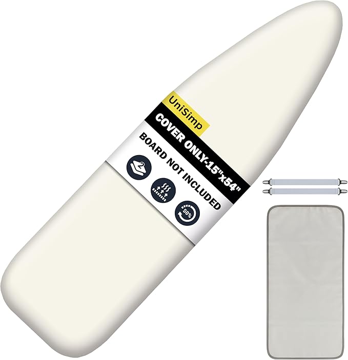 Ironing Board Cover and Pad 15"x54" Extra Thick Natural Cotton, Scorch and