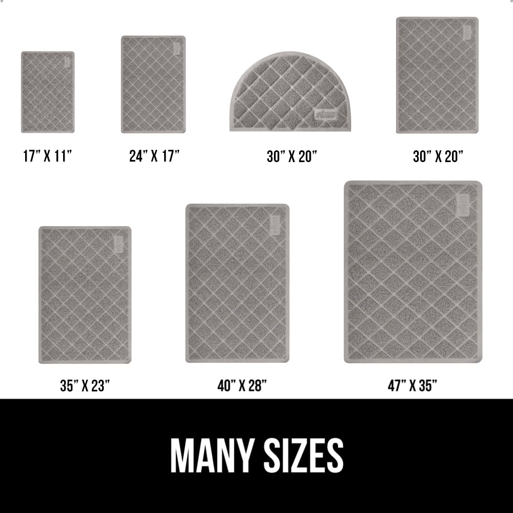 GORILLA GRIP Cat Litter Box Mat, 35x23, Water Resistant, US Designed Kitty Litter Trapping Mats, Easy to Clean, Scatter Control, Less Mess and Clean Floors, Kitten Supplies for Indoor Cats, Gray