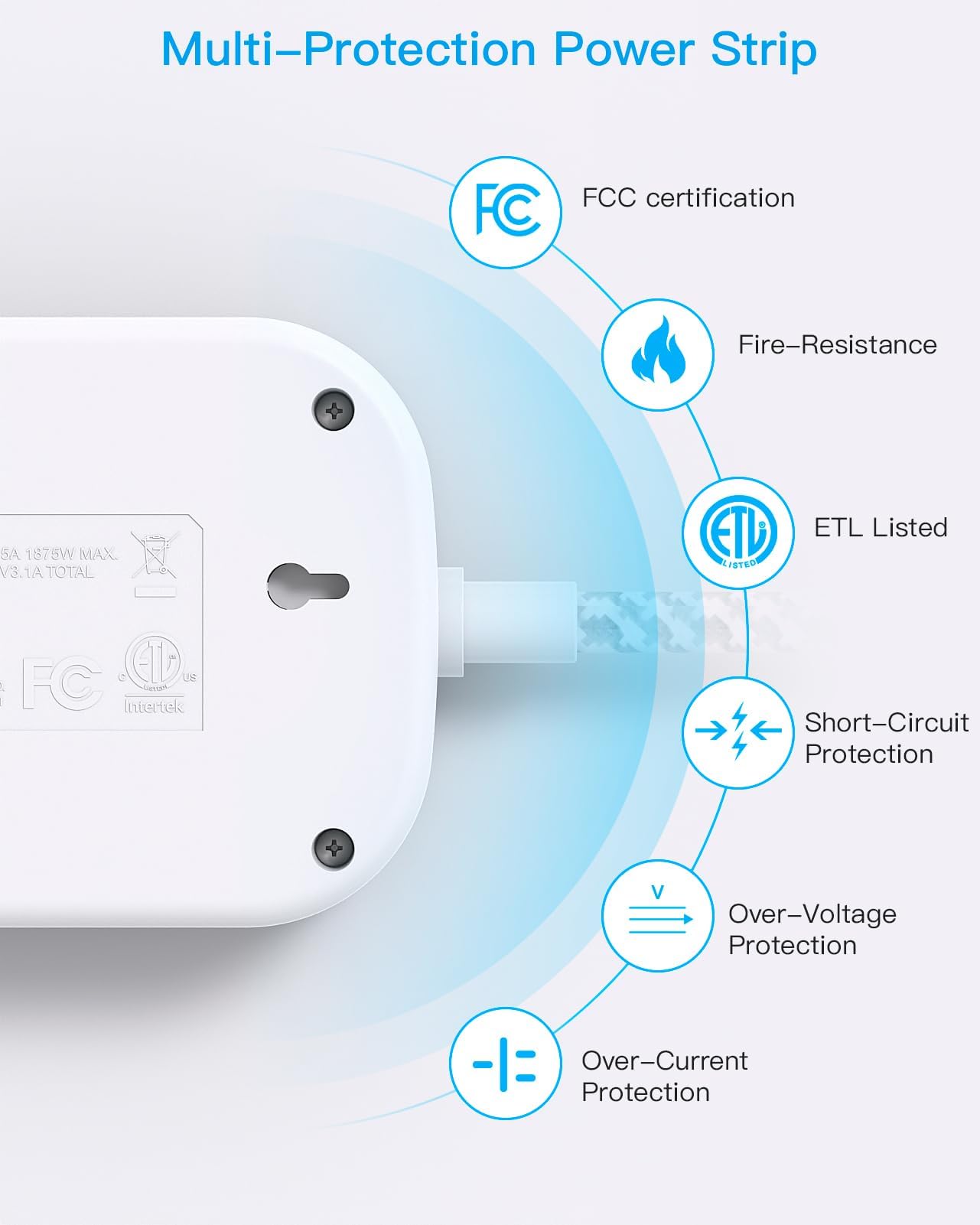 Cruise Essentials 2025,One Beat Travel Power Strip with USB C,Flat Plug Extension Cord with 3 Outlets 4 USB Ports(2 USB C),5 ft Desk Wall Outlet Extender,Non Surge Protector for Cruise,Dorm Room,ETL