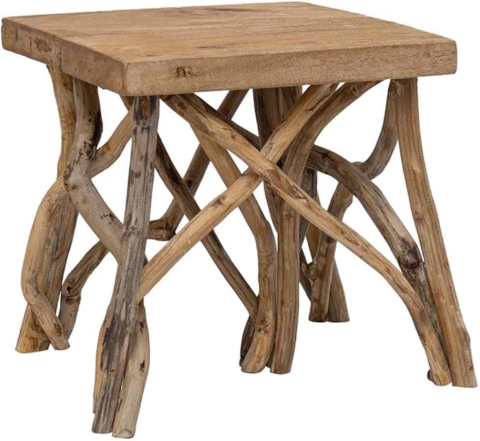 Coffee Table Brown Mixed Recycled Wood Small Rustic Living Room Table Durable