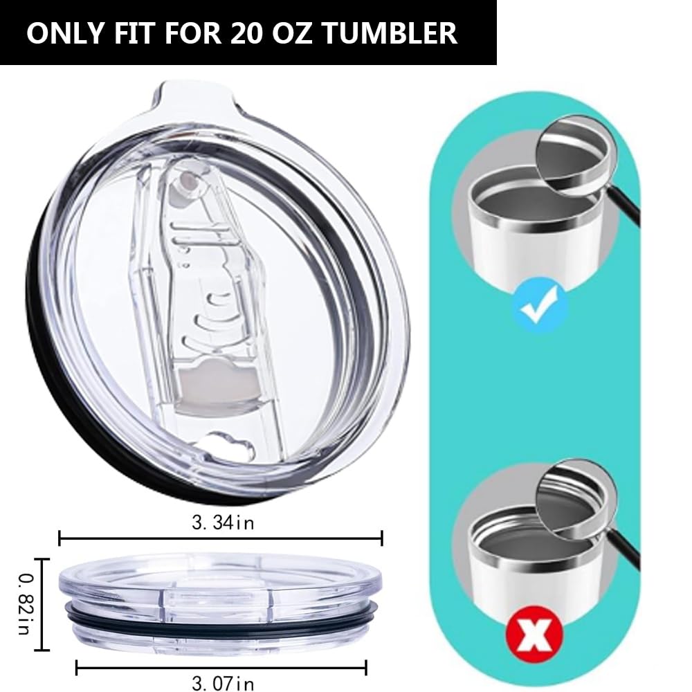 2 Pack 20 oz Replacement Lids Compatible for YETI 20 Stainless Steel Tumbler Travel Mug,Spill Proof Splash Resistant Silicone Sliding Covers,Straw Friendly, BPA Free