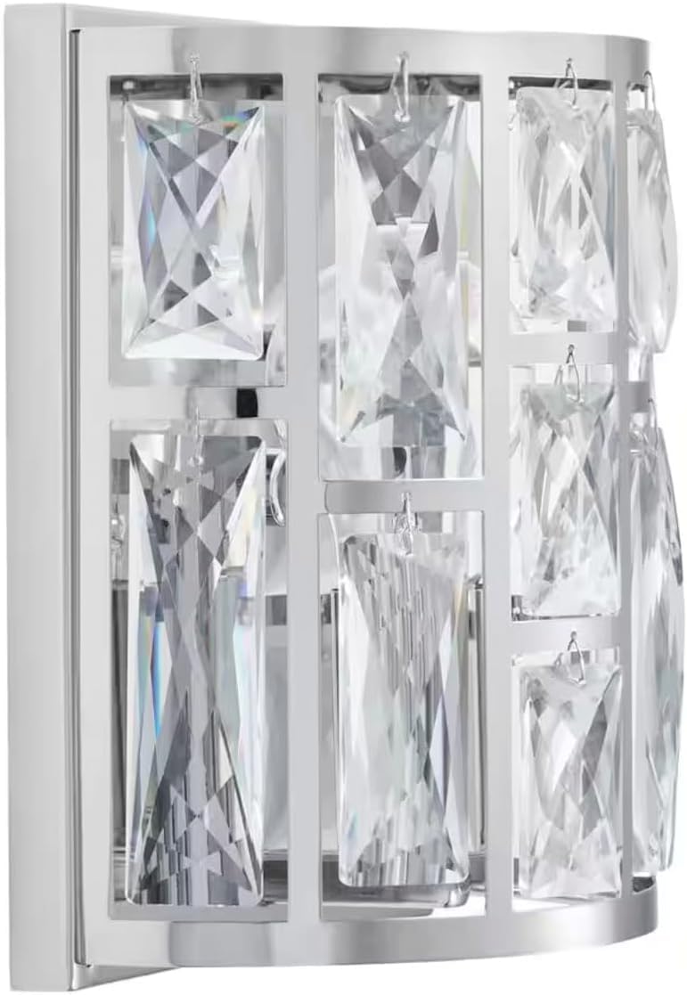 LYTIO Crystal Lamp,1-Light Chrome Indoor Wall Sconce Dimmable 60V Glamourous Style Handmade, B10 Bulb