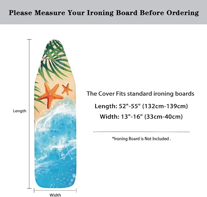 Beach Theme Ironing Board Cover and Pad Fits 15" x 54" Standard Boards