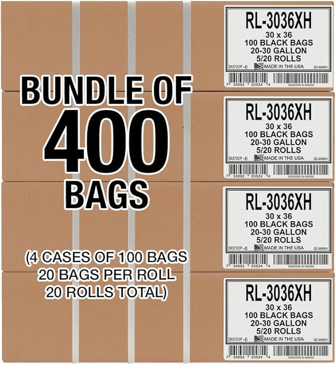Aluf Plastics - RL-3036XH 20-30 Gallon Trash Can Liners - 30" x 36" - Thick 1.5