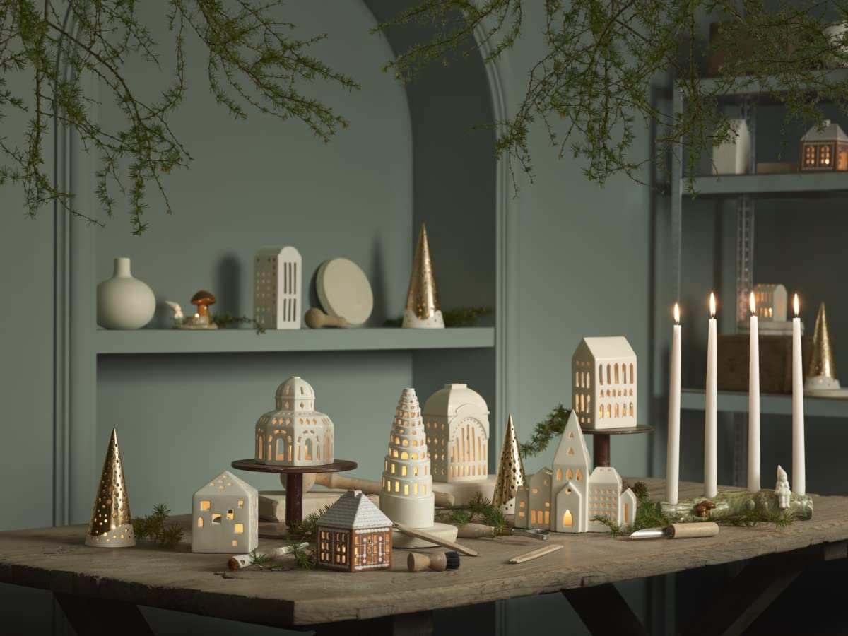 Kahler Gingerbread Lighthouse | Stoneware Tealight Holder | Brown | Small 4.7 Inch
