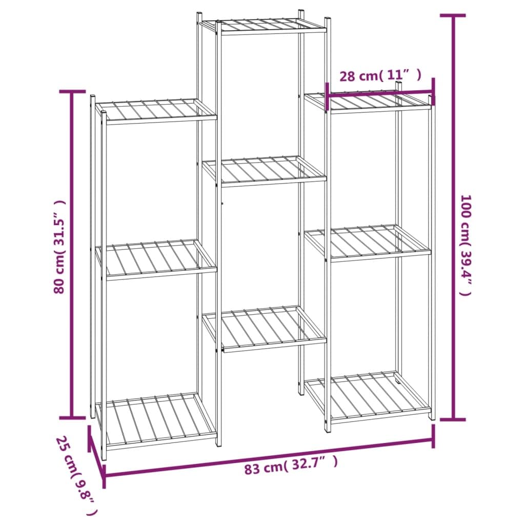 Qnhdfrt Tall Flower Stand Indoor Outdoor Modern Plant Stand with 10 Corner Shelves Black Powder-Coated Iron, for Living Room Balcony Garden Patio