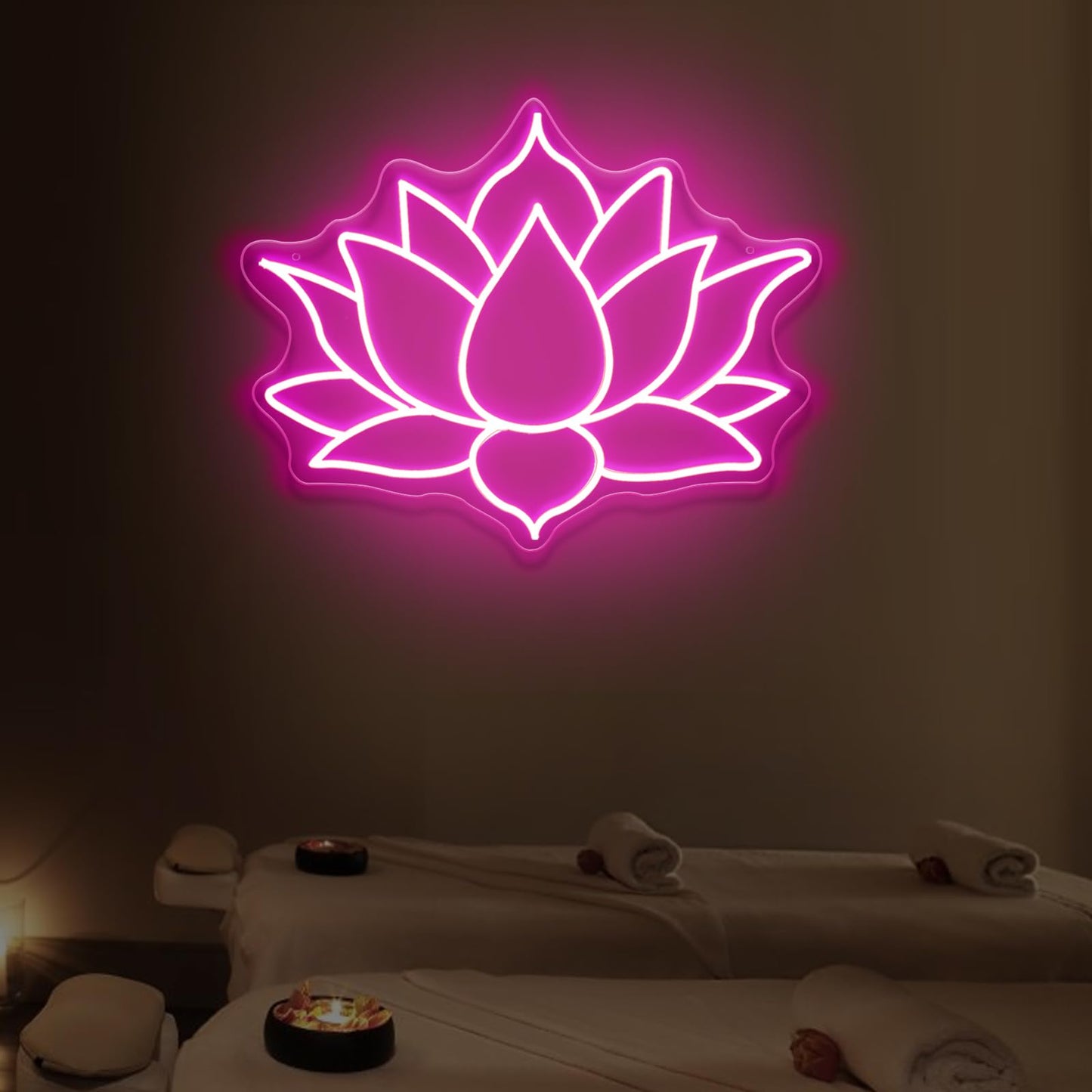 Geometric Lotus Flower Neon Sign – Mandala Style LED Wall Light for Yoga Room, Meditation Space, Indian Festival Decor, Zen Spiritual Wall Art 15” × 13”